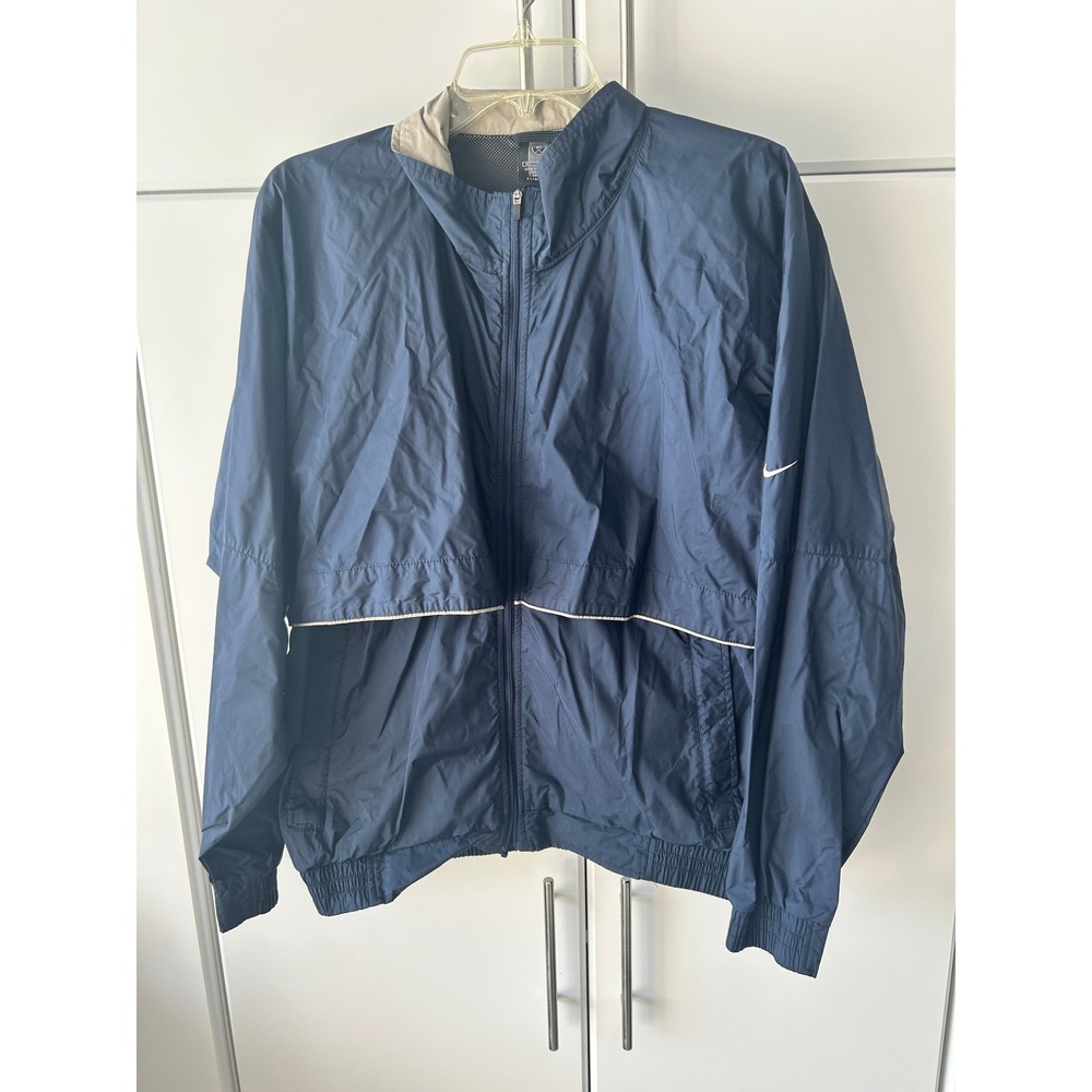 Nike Clima-Fit Golf Windbreaker Jacket Mens Medium Navy Blue‎ Full Zip Vented